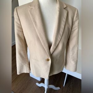 Ann Taylor Fitted Cream Textured Blazer Size 8